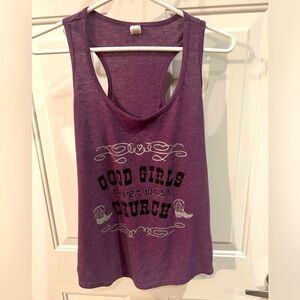 - Eric Church tank top medium “Good Girls Never Miss Church” band concert shirt